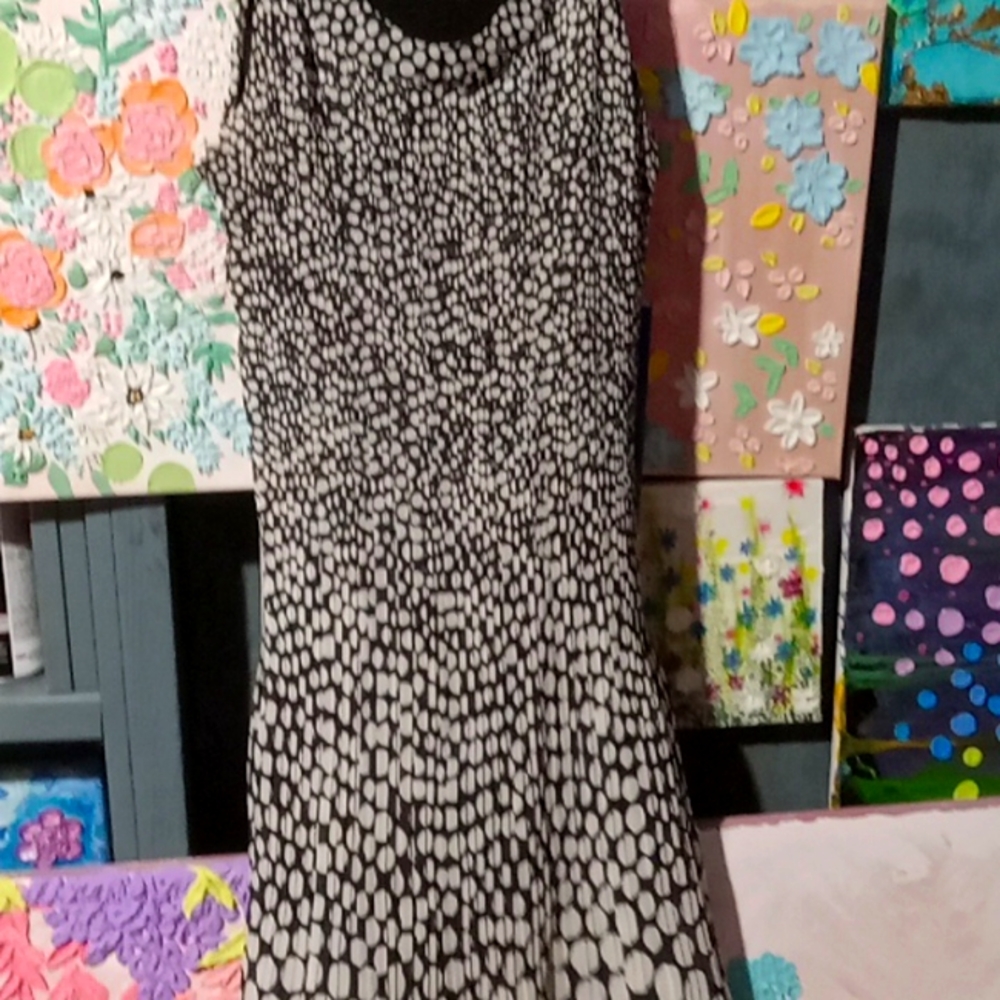 Madison Leigh sleeveless polka dot white and black dress